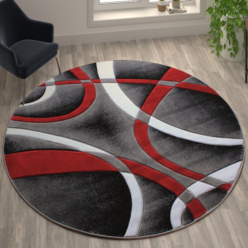 Modern Ribboned Design High-Low Pile Abstract Area Rug