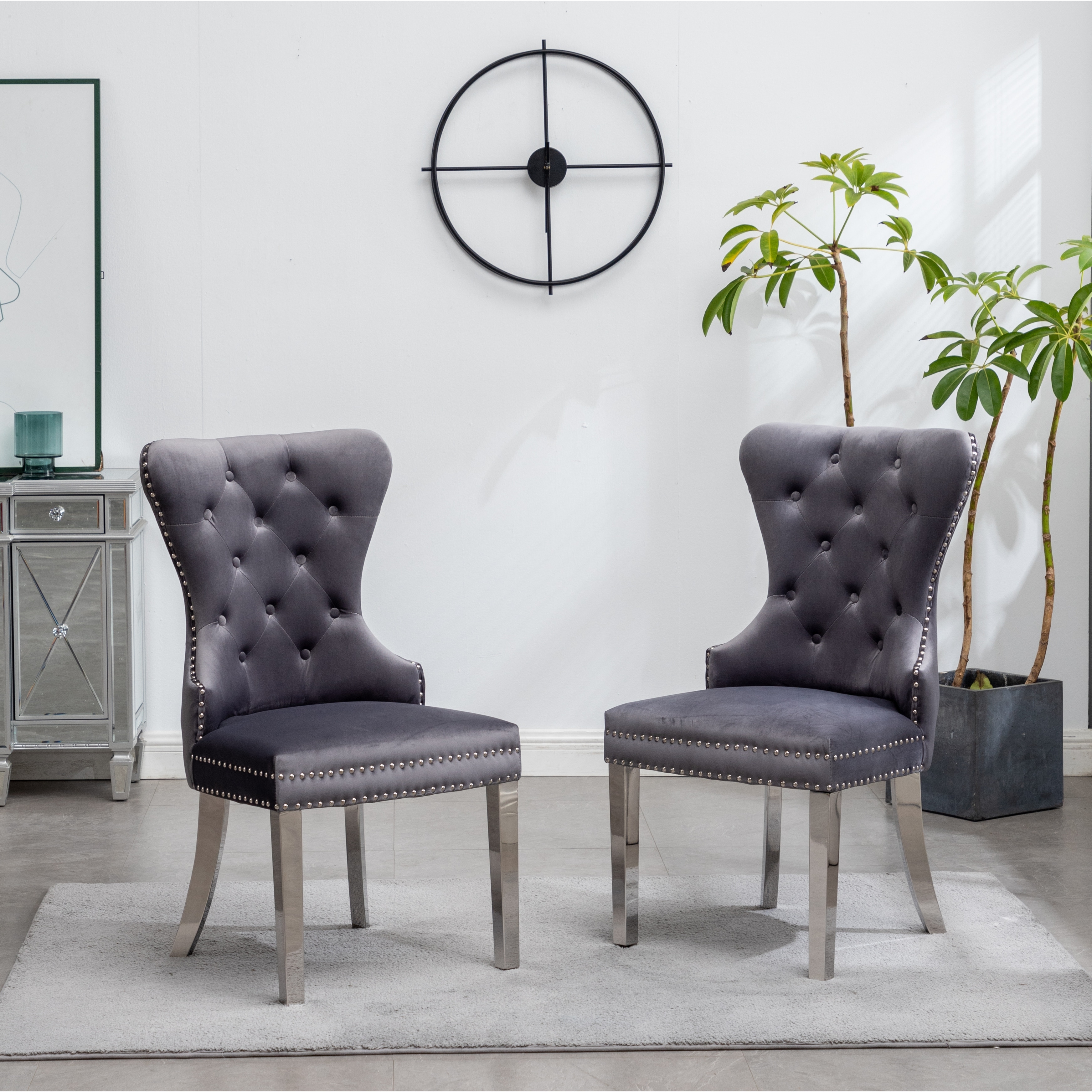 Roundhill Furniture Montura Tufted Velvet Chair (Set of 2)