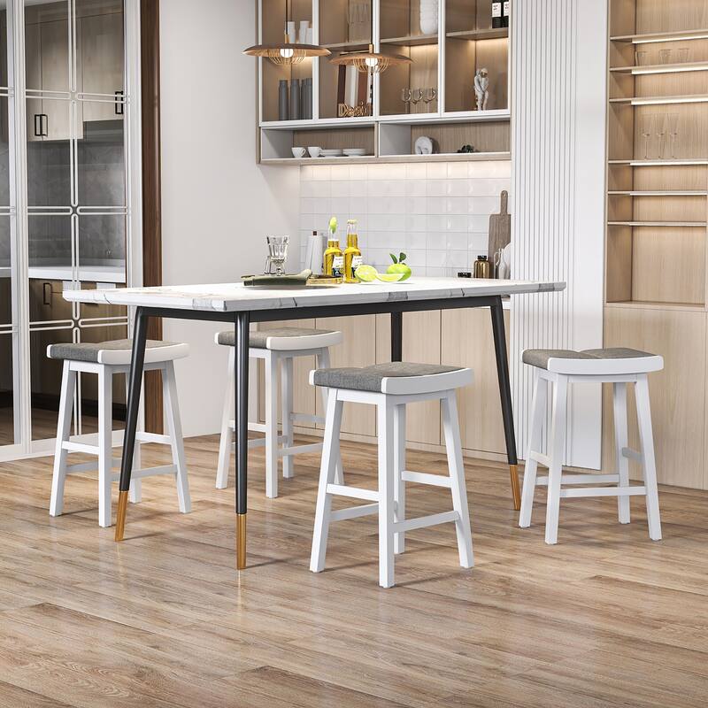 Costway Set of 2 Saddle Bar Stools Counter Height Backless Kitchen