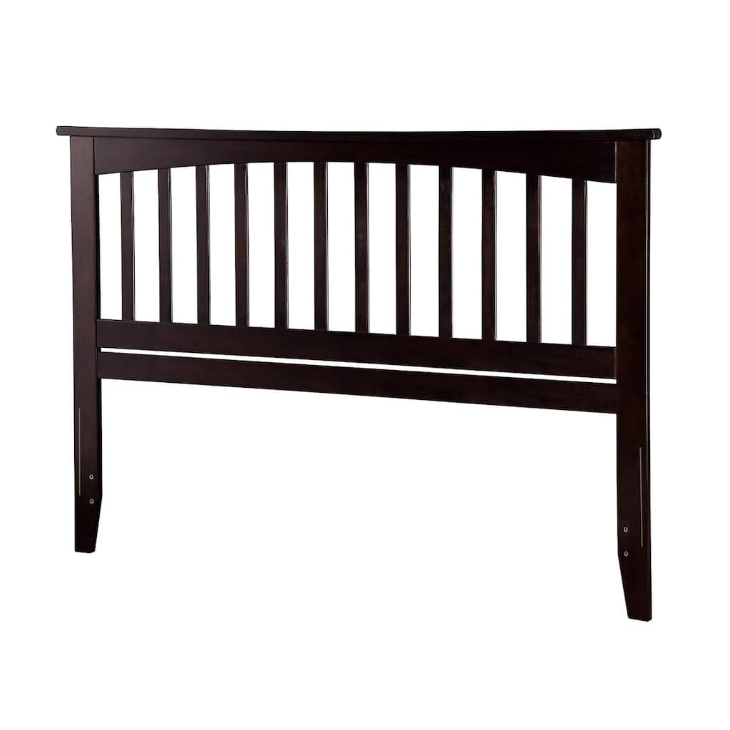 Mission Style Wood Panel Headboard with Crown Molding, USB Charging Port, Fits Standard Bed Frames