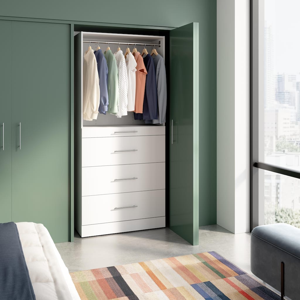 Bestar Florence 36W x 16D Closet System with 4 Drawers, Slab