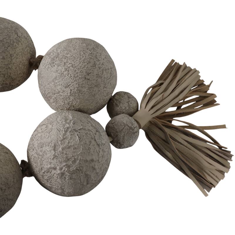 Ecomix Bead Strand with Leather Tassels and Chiseled Texture Detailing - 53" x 3" x 3"