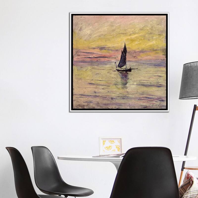iCanvas "The Sailing Boat, Evening Effect, 1885 " by Claude Monet Framed Canvas Print