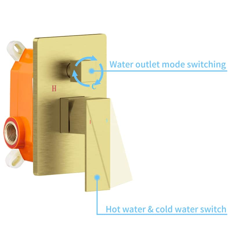 Wall Mount Shower Faucet With Rough-in Valve, Complete Shower System Wth Handheld Shower 10 inch Rain Shower Head Brushed Gold