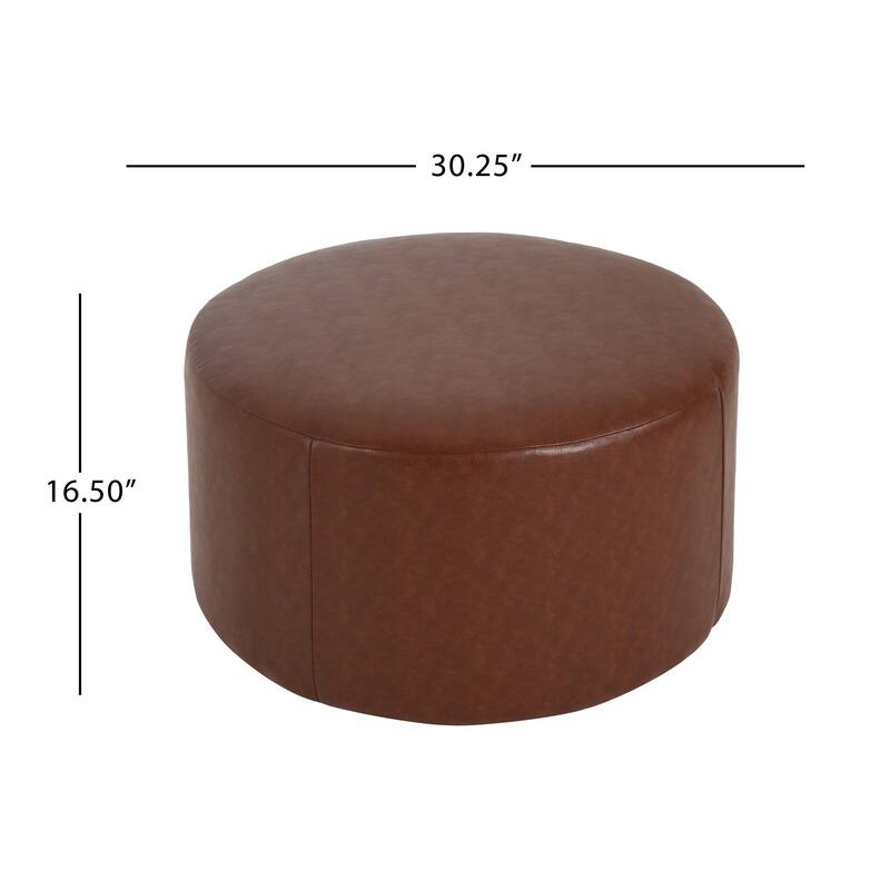 Olias Velvet Upholstered Round Ottoman by Christopher Knight Home