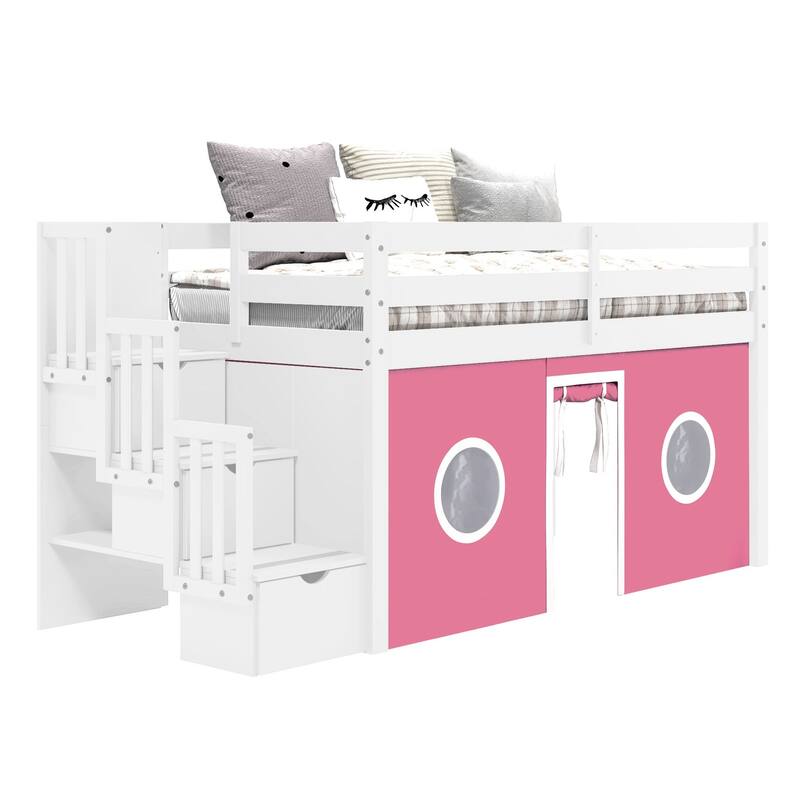 Taylor & Olive Trillium Low Loft Twin Bed with 3 Step-Stairway