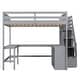 preview thumbnail 12 of 32, Full Size Loft Bed with Built-in L Shaped Desk & 3 Storage Shelves, Wooden Bedframe w/Storage Stairs & Full-Length Guardrail