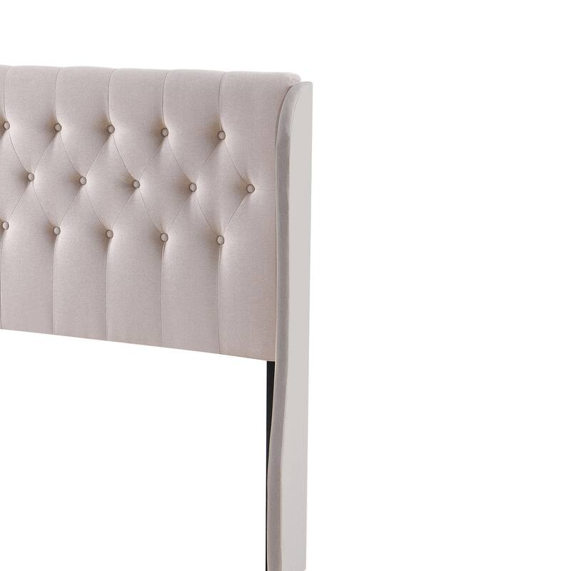 Beige Elegant Tufted Wingback Headboard