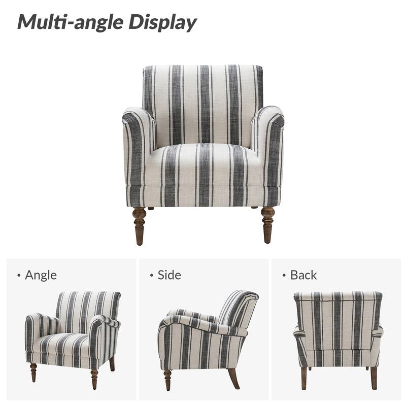 Seip Transitional Striped Arm Chair with Spindle Wood Legs Set of 2 by HULALA HOME