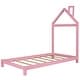 preview thumbnail 64 of 70, Wooden Platform Bed with Wood Slat Support, Modern Solid Wood Kids Bed Frame with House-shaped Headboard, No Box Spring Needed Pink - Twin
