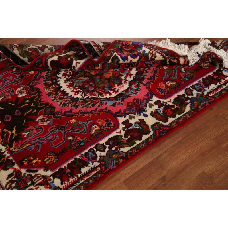 Hand Knotted Oriental 100% Wool Carpet Traditional Floral Red Bakhtiari Area Rug - 4' 10'' X 3' 7''