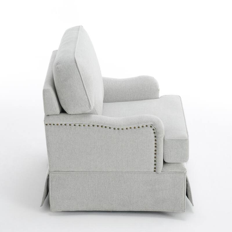 Modern Chenille Swivel Armchair and Storage Ottoman