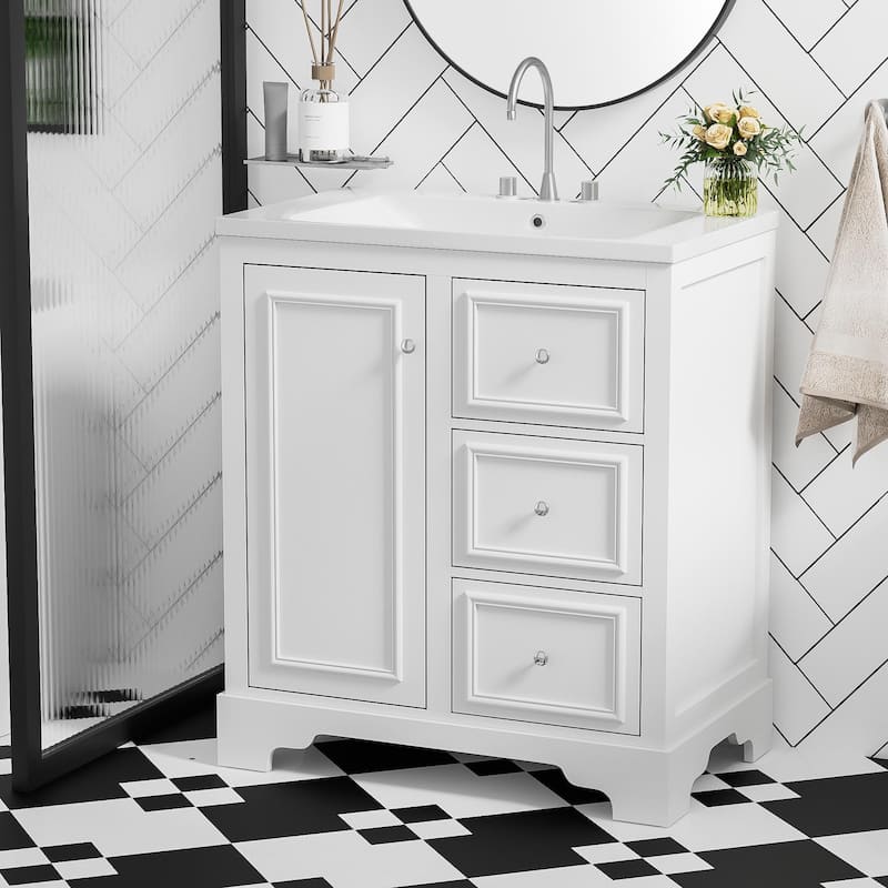 30-Inch bathroom vanity cabinet with ceramic basin