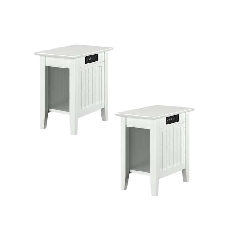AFI Nantucket Chair Side Table Set of 2 with Built-in Charger