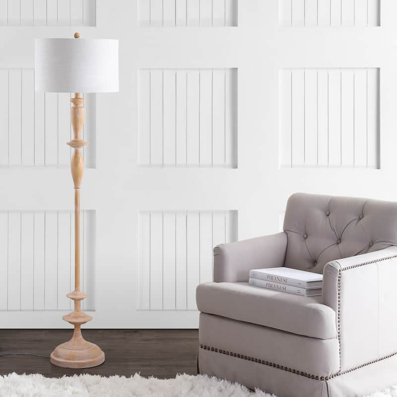 Chelsea 63.5" Resin LED Floor Lamp, Brown wood finish by JONATHAN Y - 63.5" H x 16" W x 16" D