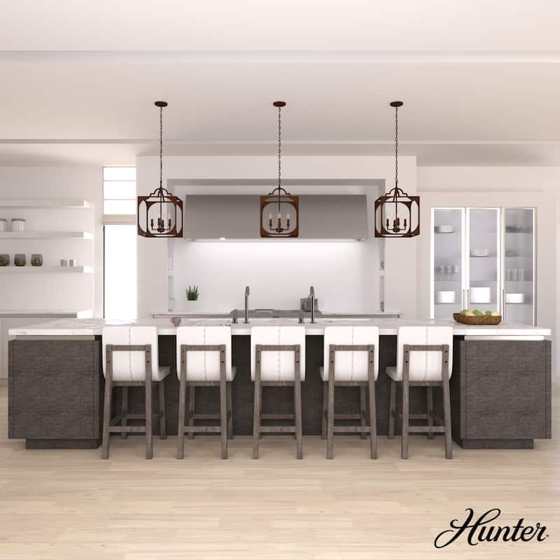 Hunter 15" Highland Hill 4-Light Pendant - Kitchen Island, Dining Room, Entry - Farmhouse, Rustic