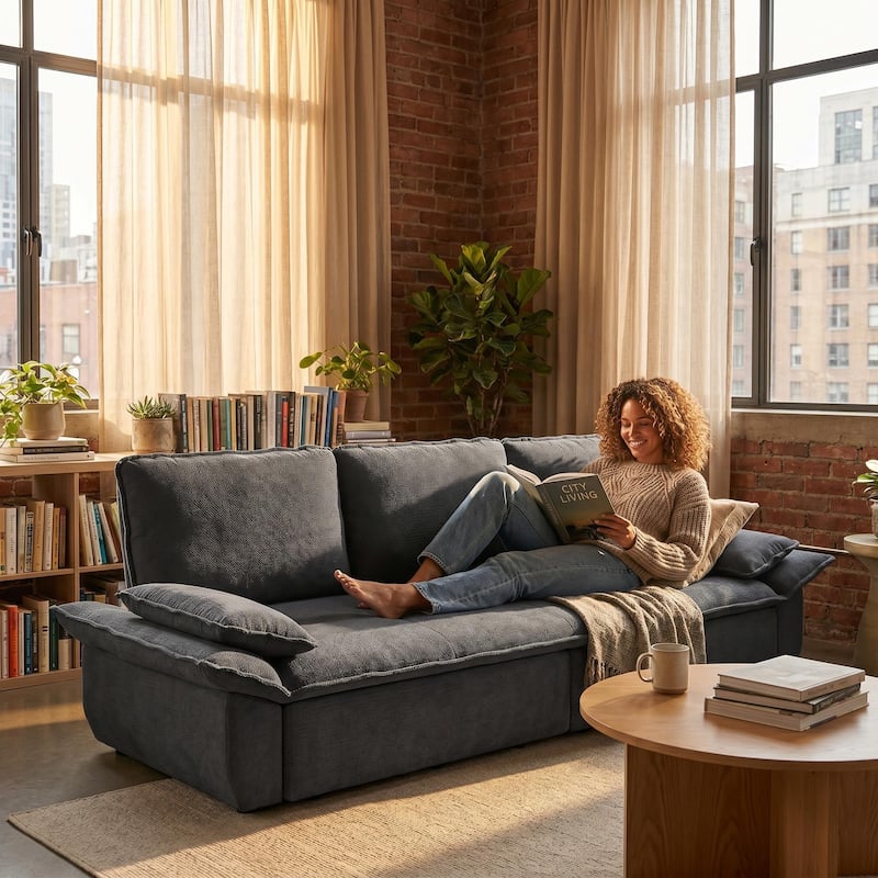 Homy Casa 73.2''/94.5" Queen/King Pull Out Sofa Bed, 3-in-1 Corduroy/Velvet Sleeper Couch