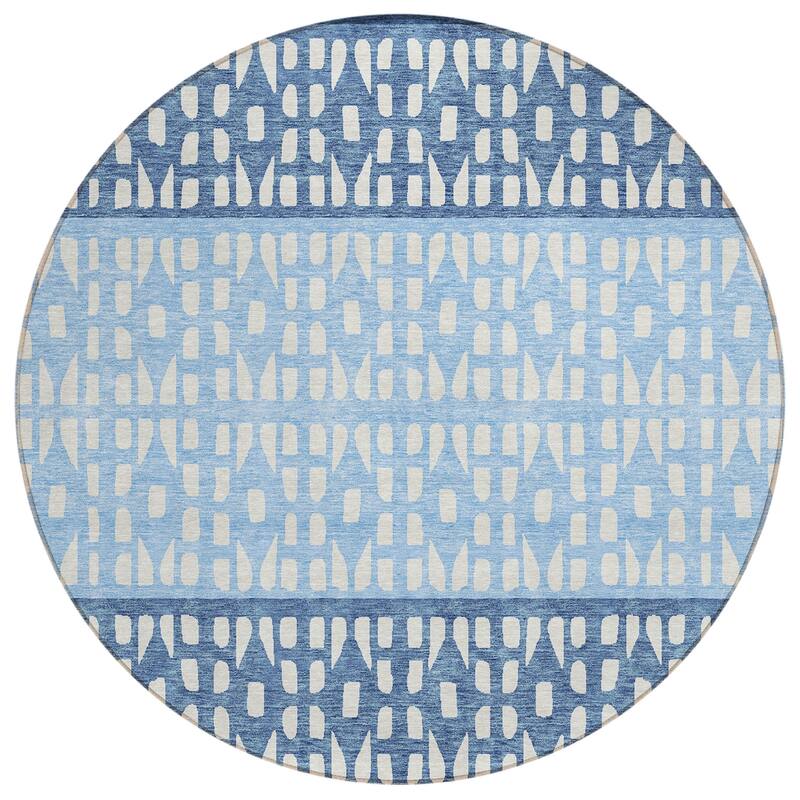 Machine Washable Indoor/ Outdoor Stripe Geo Chantille Rug