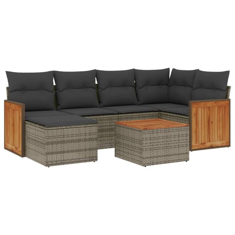vidaXL Patio Sofa Set with Cushions Outdoor Conversation Furniture Poly Rattan