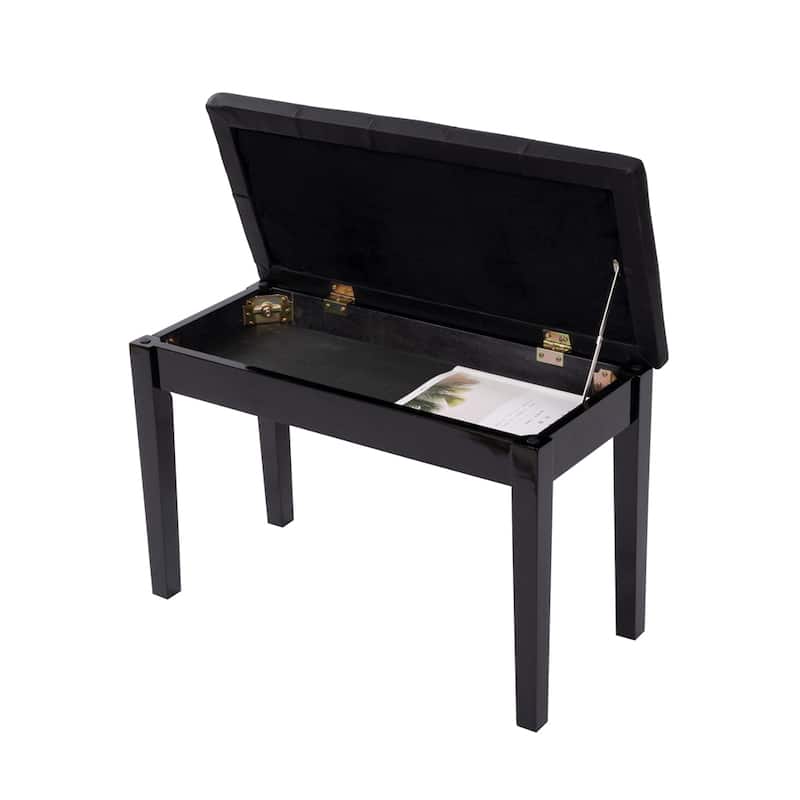 Piano Bench w/Padded Cushion and Storage Compartment,Duet Wooden Seat