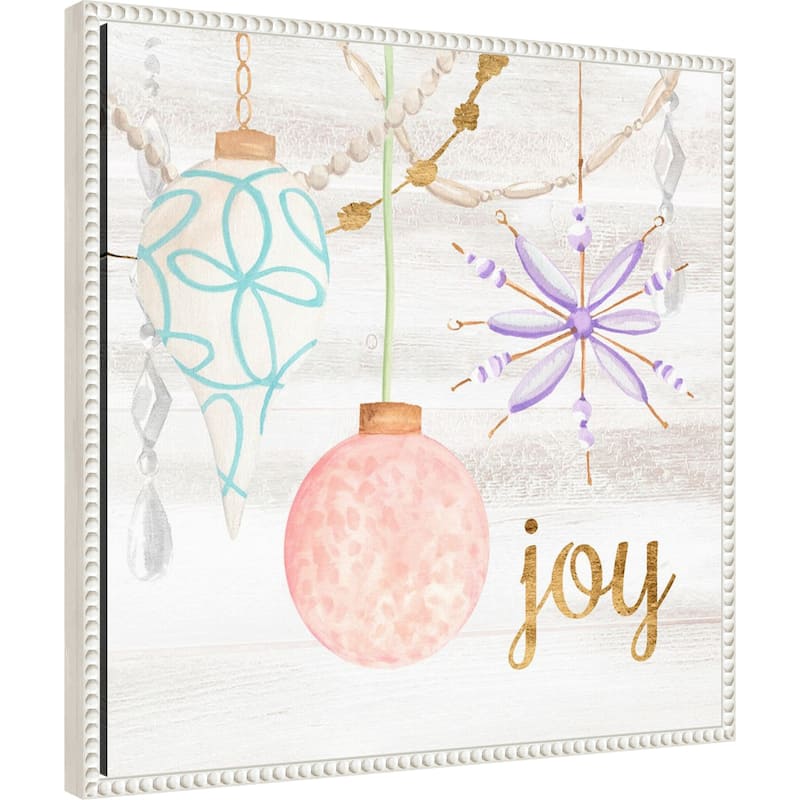 Elegant Ornaments II by Annie Warren (22 x 22 in.), Framed Canvas Wall Art Print - Sylvie Beaded White