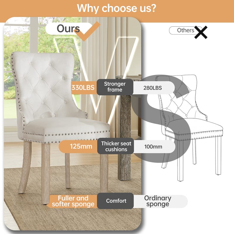 Morden Fort Tufted Dining Chair, Accent Chairs with Studded Trim and Pull Ring