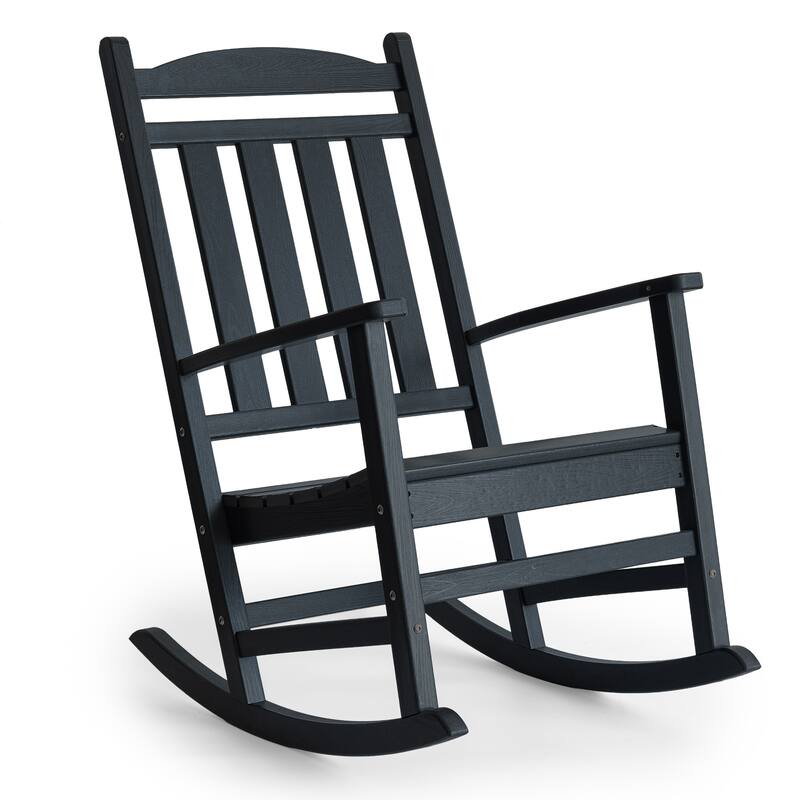 Outdoor Adirondack Rocking Chair, All-Weather Patio Rocking Chairs, HDPE Plastic Outdoor Rocking Chairs with Wide Back