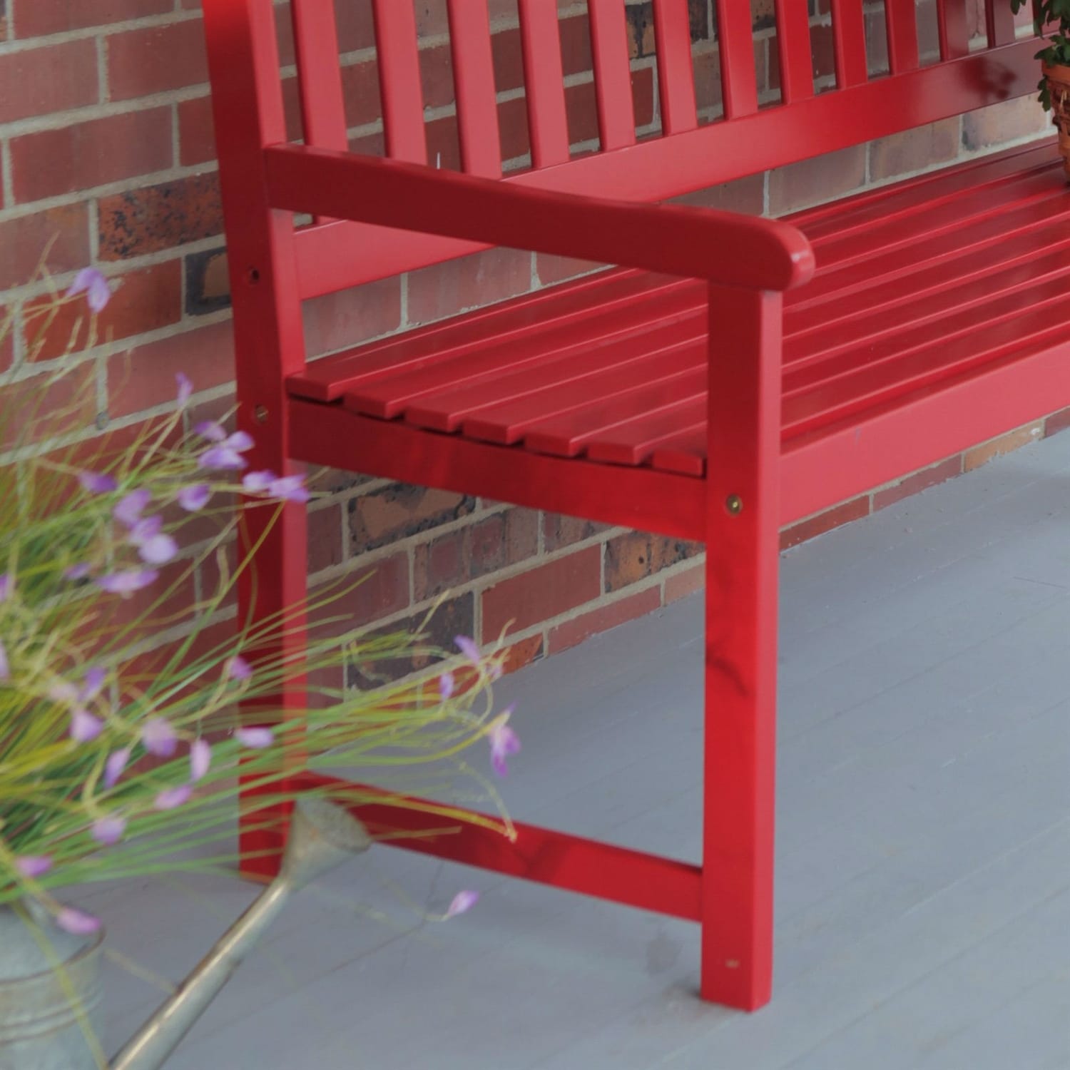5 Ft Outdoor Garden Bench In Red Wood Finish With Armrest On Sale Overstock 30667881