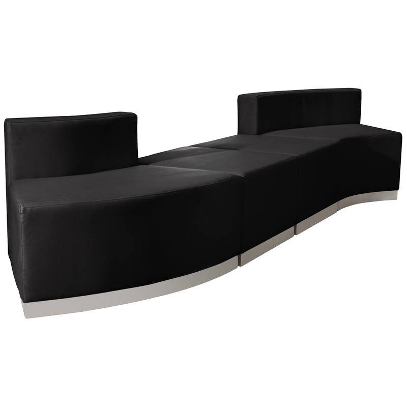 4 PC LeatherSoft Modular Reception Configuration w/Taut Back &Seat - 100"W x 25.25" - 41.5"D x 27"H - Black