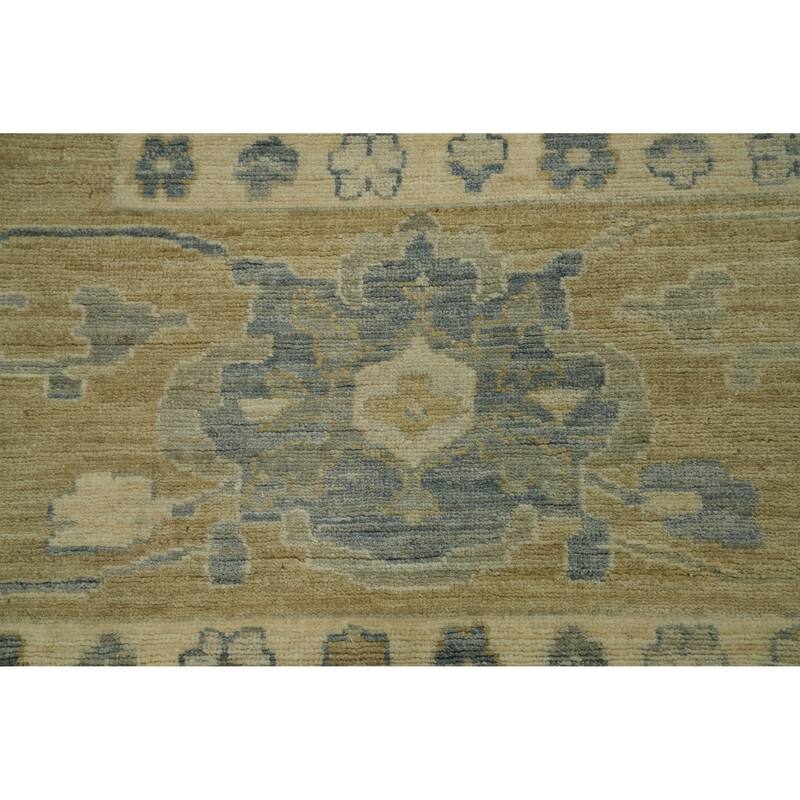 Vegetable Dye Wool Oushak Turkish Large Rug, Floral Geometric Carpet - 14' 3'' X 12' 2''