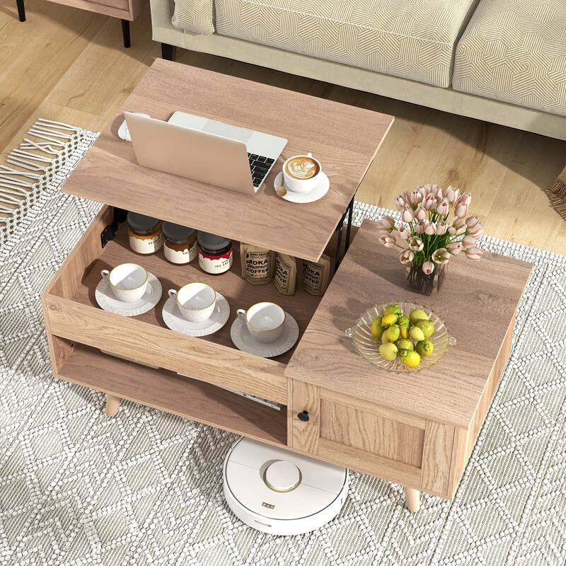 Costway Lift Top Coffee Table with Storage Hidden Compartment Cabinet - See Details