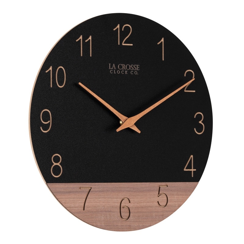 La Crosse 404-3630C 12 inch Dark Sierra Wood Analog Quartz Wall