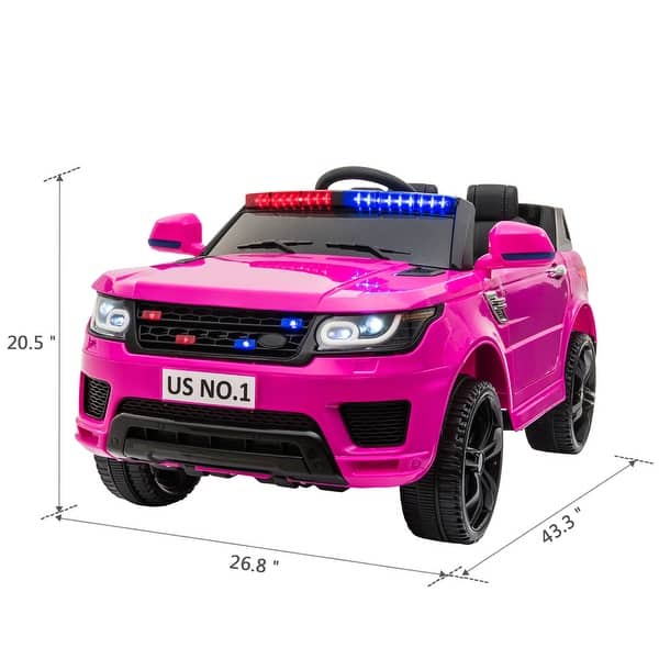 12V Pink Police Car Ride-On for Kids: Parental Remote Control, Siren, Flashing Lights & Music