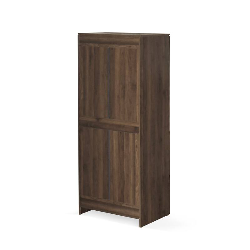 2-Door Wardrobe with Hanging Rods and Shelves - Spacious Bedroom Armoire Clothes Storage Cabinet, Folding Area and Hanging Area