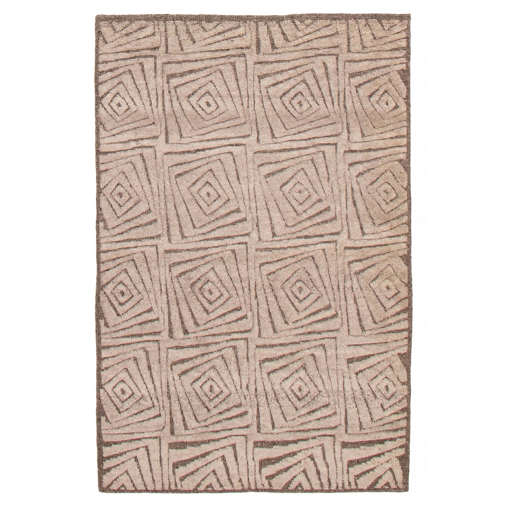 ECARPETGALLERY Hand-knotted Tangier Taupe Wool Rug - 4'2 x 6'3
