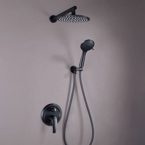 Wall Mounted Rainfall Shower System Faucet and Round Head Combo Set