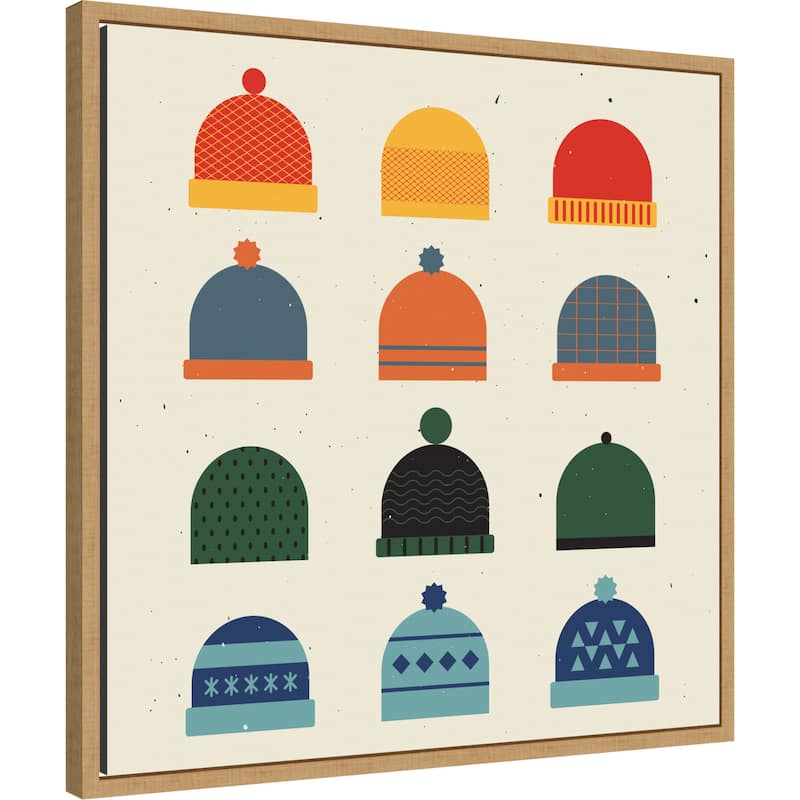 Hats by Vision Grasp Art (22 x 22 in.), Framed Canvas Wall Art Print - Sylvie Natural