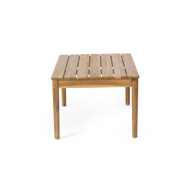 Roomfitters Outdoor Wood Coffee Table with Slatted Top, Weather-Resistant Patio Design for Balconies and Gardens, Teak