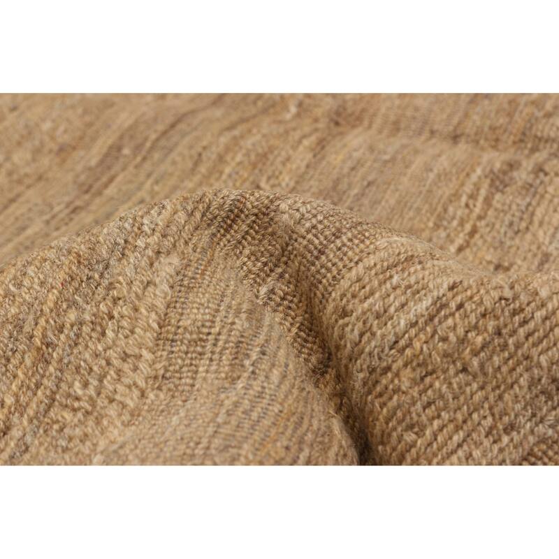 ECARPETGALLERY Flat-Weave Natural Khaki Wool Kilim - 6'9 x 9'7