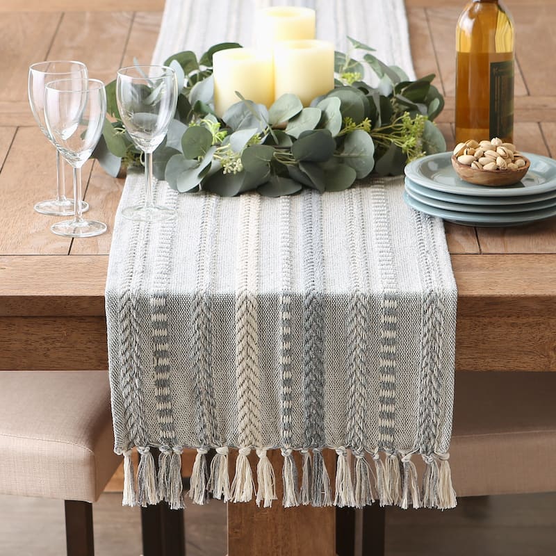 DII Black Braided Stripe Table Runner