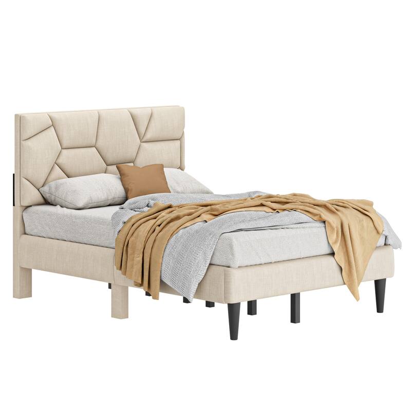 Full Platform Bed with Non-Slip Legs & Under-Bed Storage, No Box Spring Needed