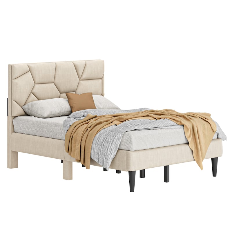 Full Size Platform Bed with Non-Slip Legs, Under-Bed Storage, and No Box Spring Required
