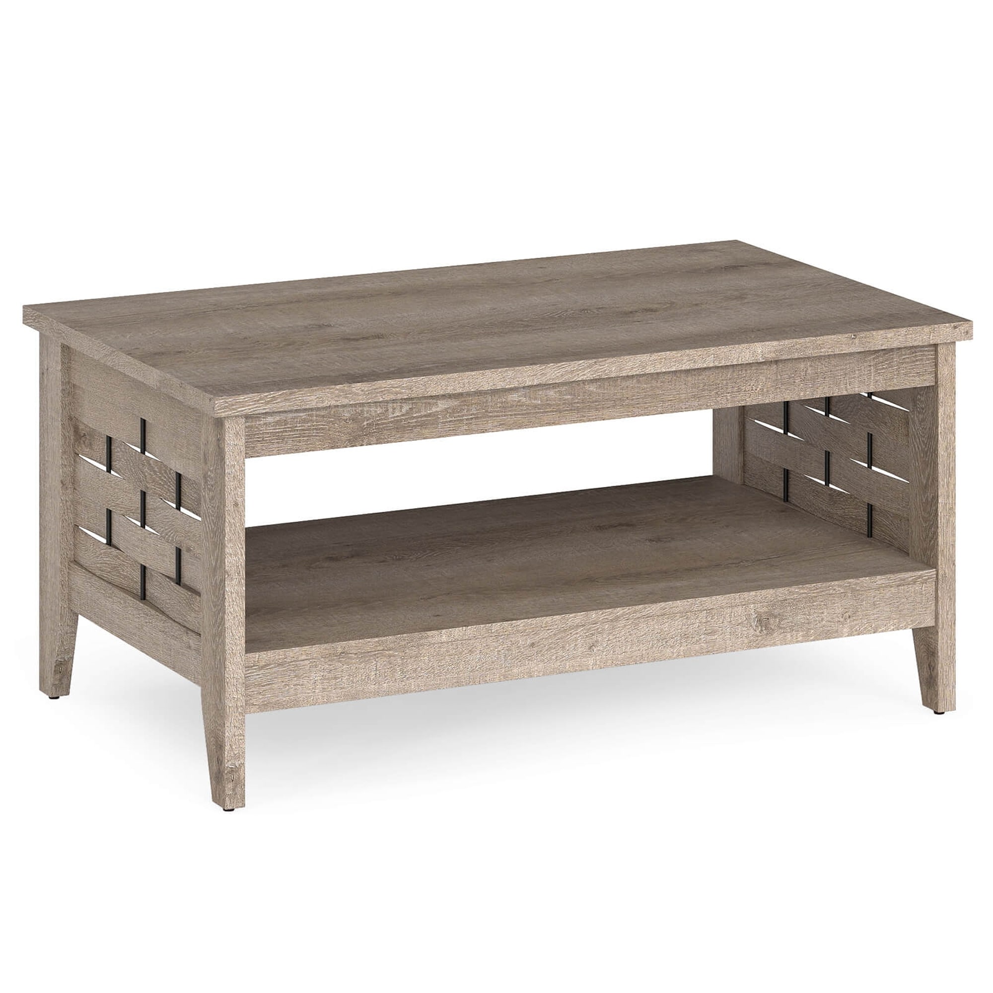 2 Tier Coffee Table 39.5" Rectangular Accent Cocktail Table