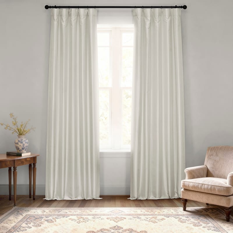 Exclusive Fabrics Vintage Textured Faux Dupioni Silk Room Darkening Curtains (1 Panel) - 50 X 84 - Mist Grey