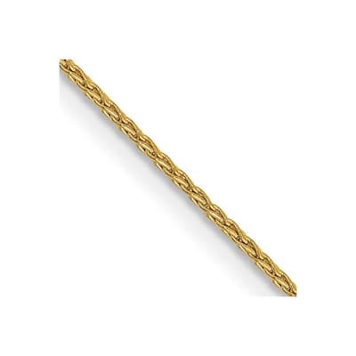 Curata 14k Yellow Gold 10" 1.0mm Parisian Wheat Chain Ankle Bracelet (Lobster-claw)