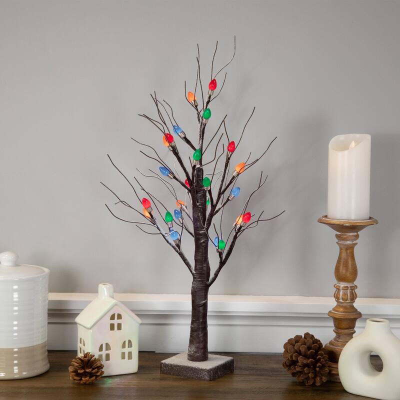 24" LED Lighted Frosted Tabletop Christmas Tree - Multi-Color lights