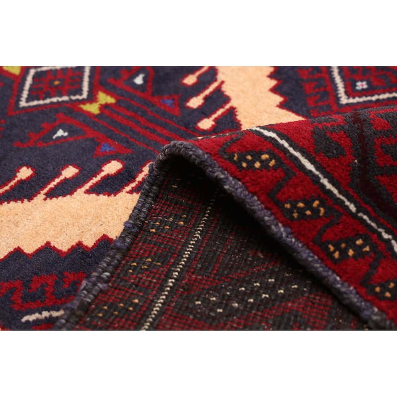 ECARPETGALLERY Hand-knotted Teimani Beige, Red Wool Rug - 3'2 x 6'1