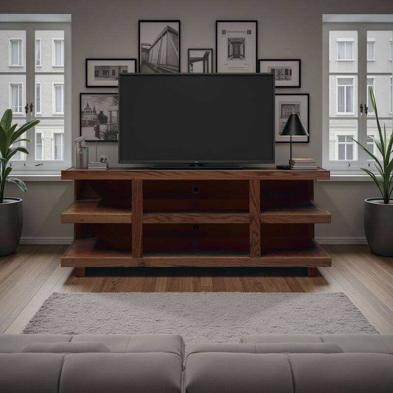 Bridgevine Home Laurel Canyon 64 inch TV Stand for TVs up to 70 inches, No Assembly Required - Oak Bourbon