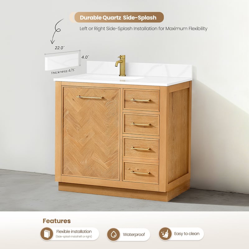 Jakarta Bath Vanity with Quartz Stone Top without Mirror