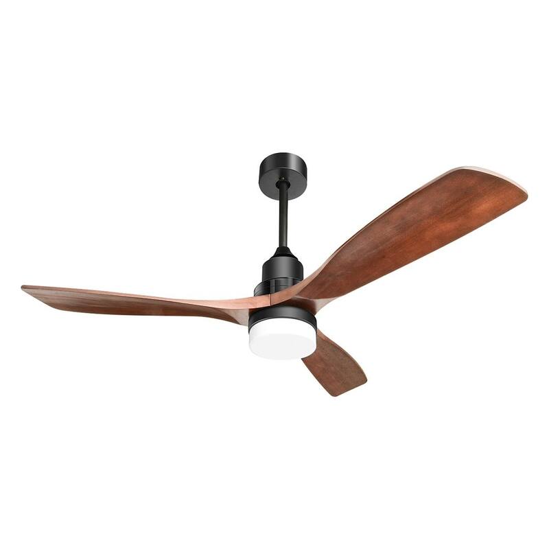 52 "W Farmhouse 6-Speed Adjustable Solid Wood Ceiling Fan Light with Remote Control